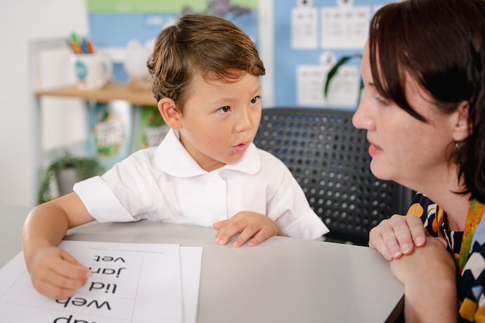 teacher with student